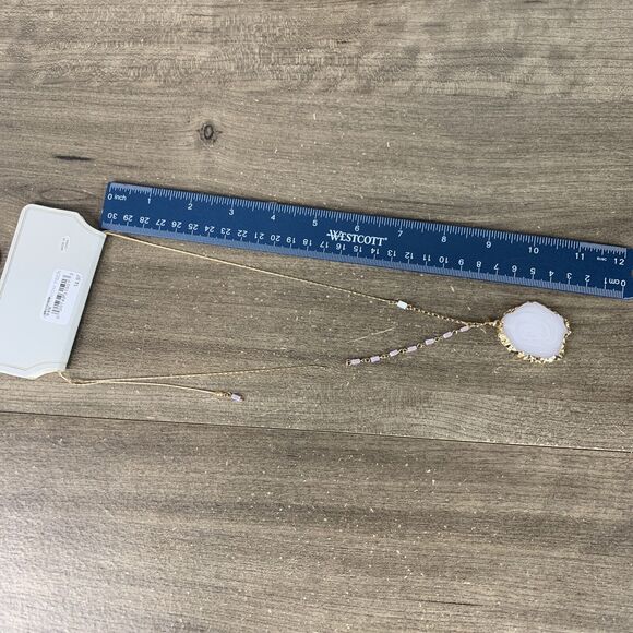 Stephan & Co Gold Tone Beaded Agate Stone Chain Necklace Resin Charm (Broken) - Picture 10 of 10